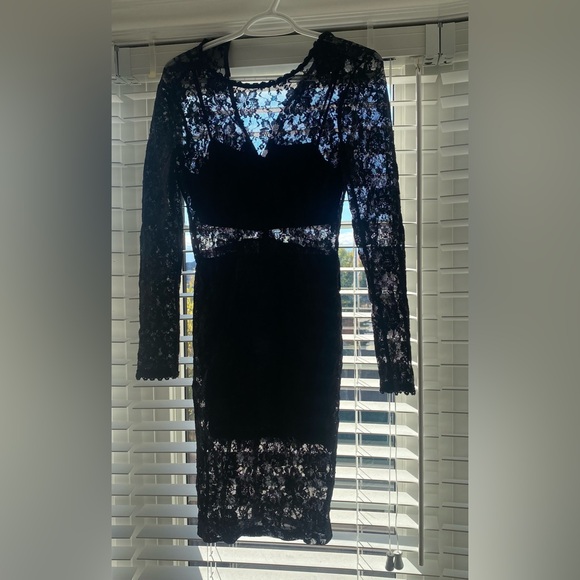 For Love & Lemons Black Lace Dress Sheer Zips Up In Back Small - Picture 7 of 7
